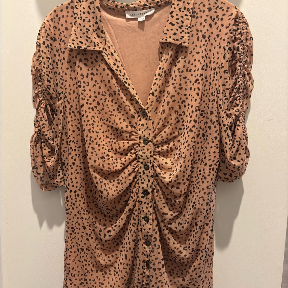 Leopard Print Ruched Blouse